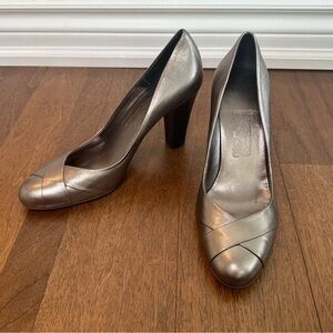 Ferragamo Pewter Heels Size 10